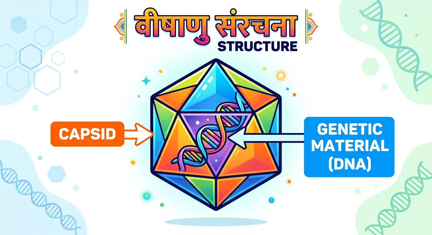 Diagram showing viral capsid and DNA/RNA core
