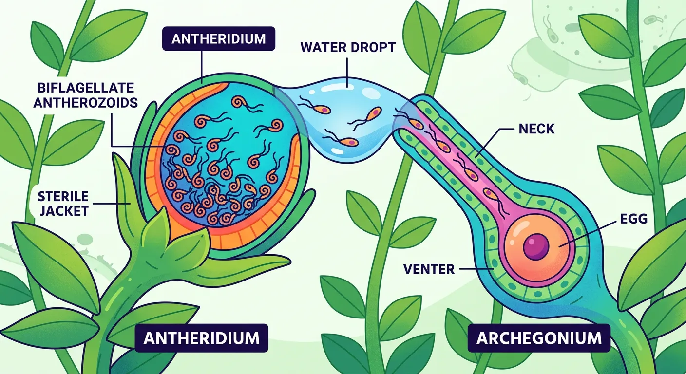 Detailed view of Antheridium and Archegonium
