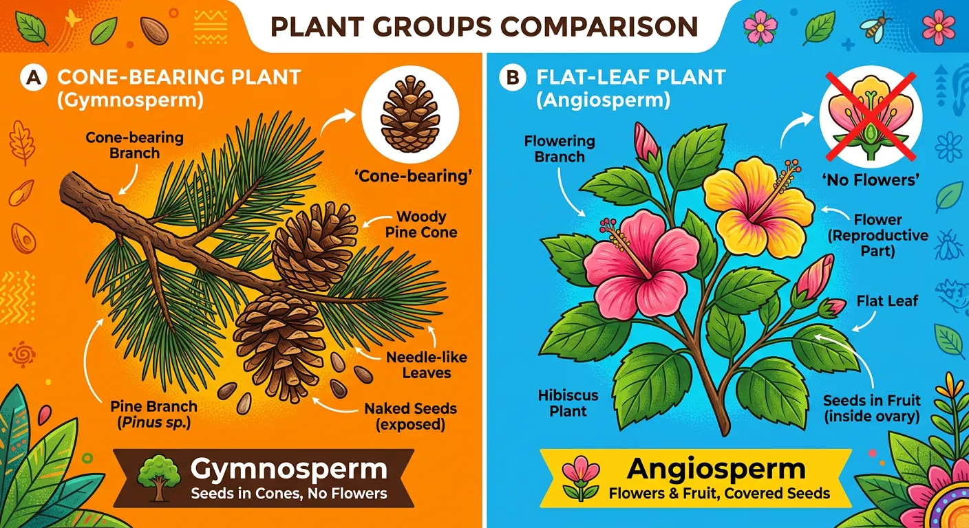 Comparison of male and female pine cones