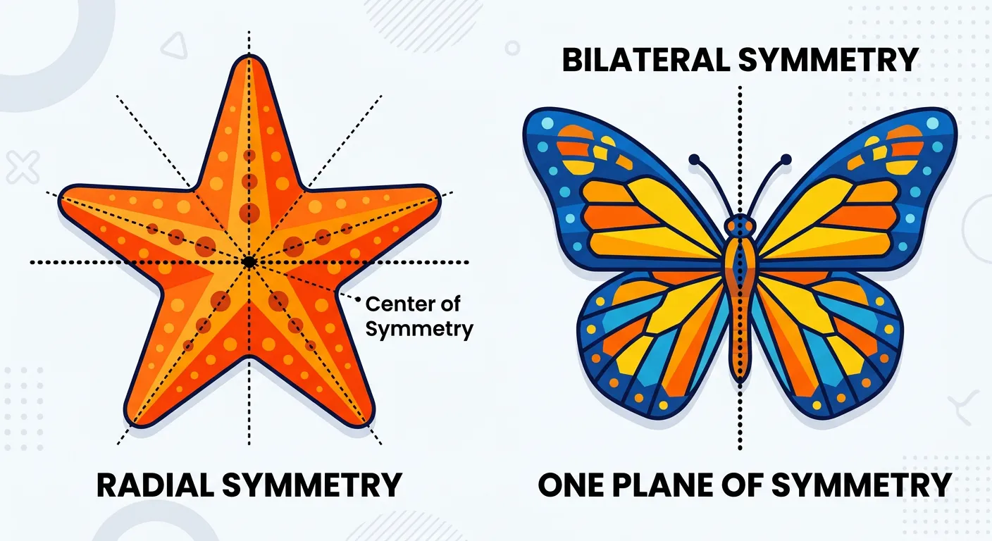 Radial vs Bilateral Symmetry illustration