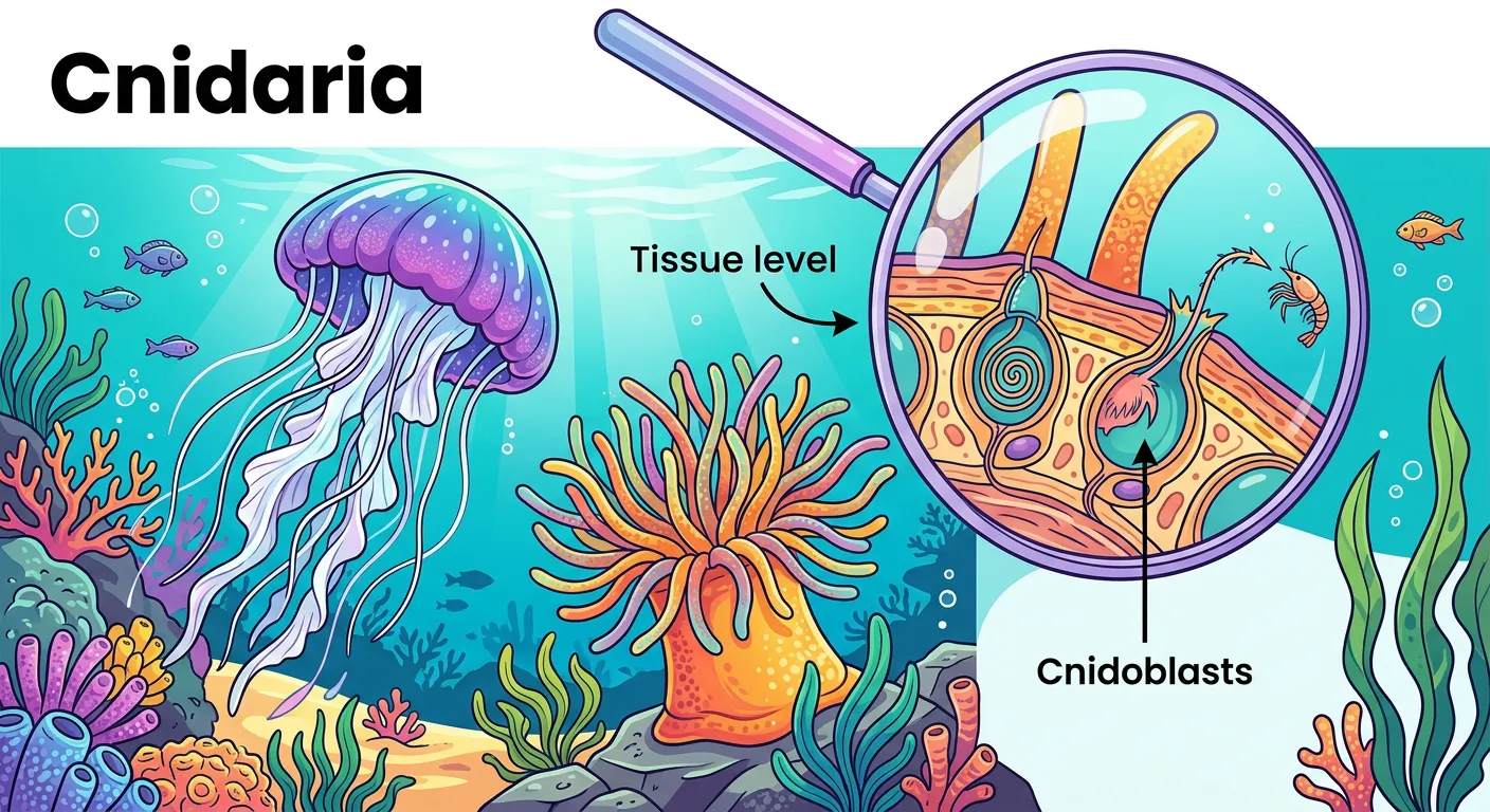 Diagram comparing Polyp and Medusa forms of Cnidarians.