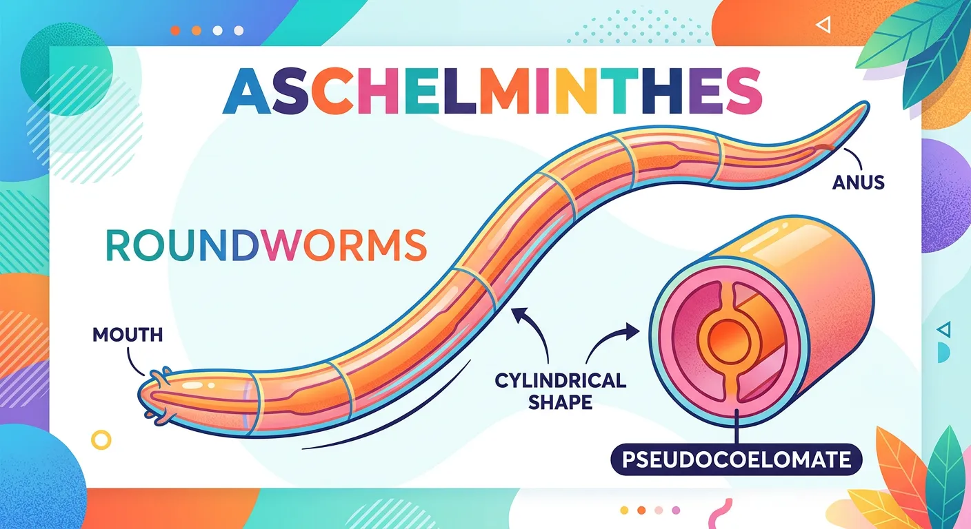 Anatomy of Ascaris showing sexual dimorphism and internal structure.