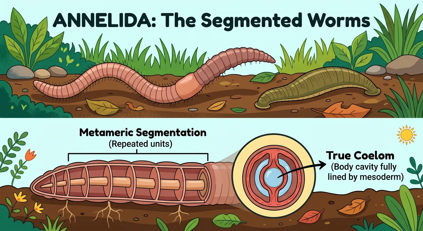 Illustrations of Nereis and Hirudinaria showing segmentation.