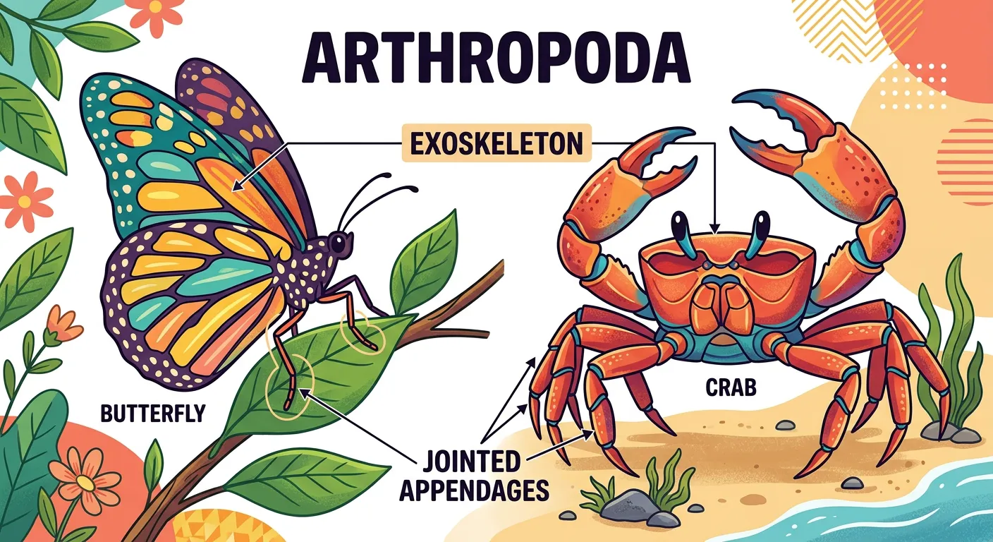 Diverse arthropods like Apis, Bombyx, and Locusta showing jointed appendages.