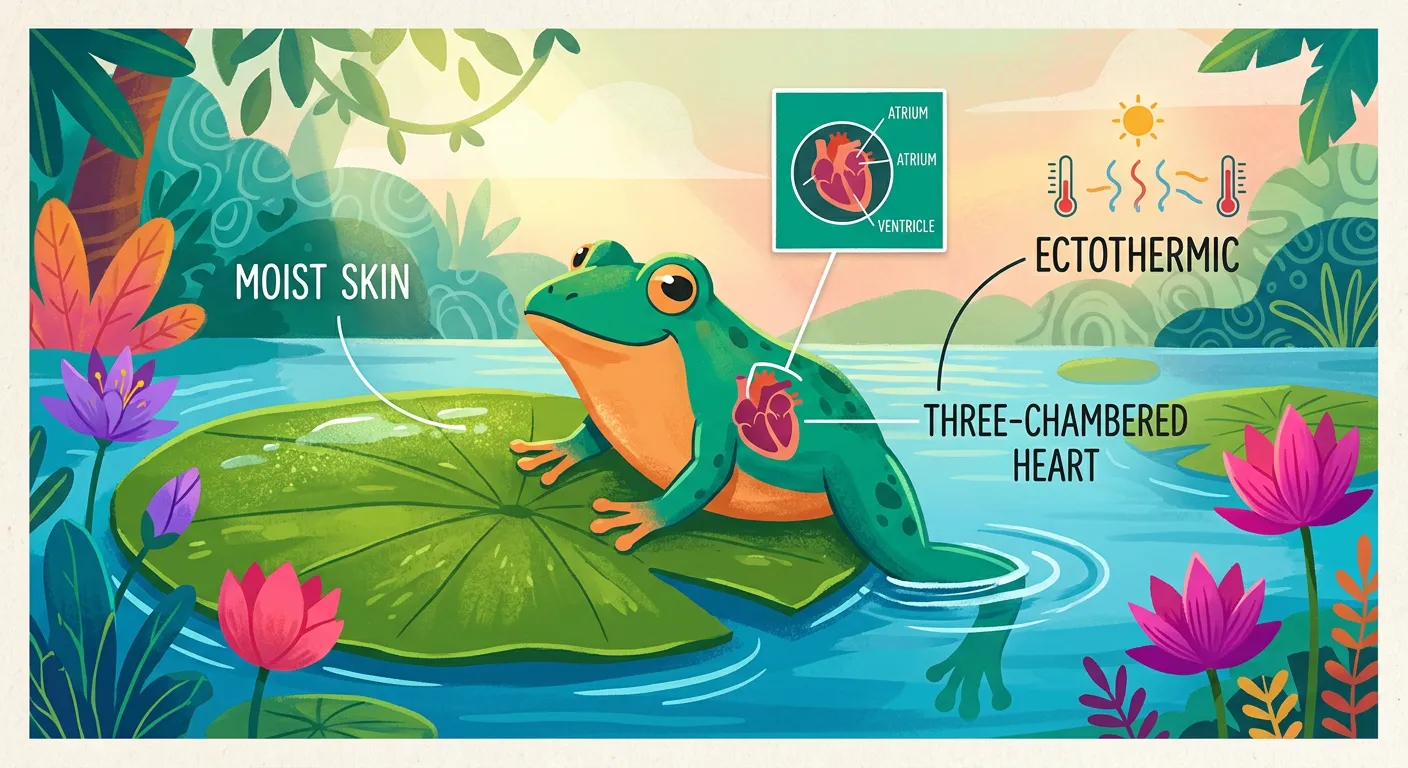 Illustration of a frog and its lifecycle stages