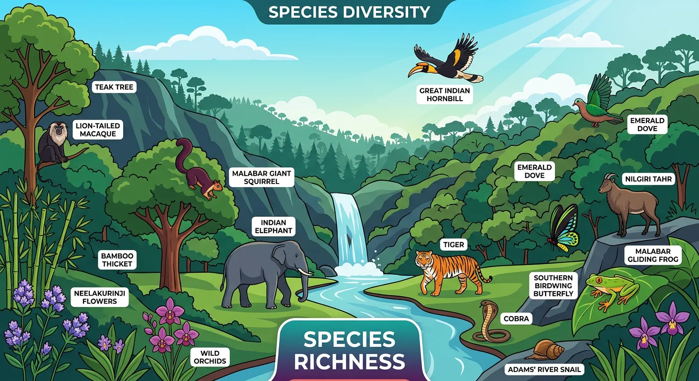 Western Ghats ecosystem showcasing high species richness.