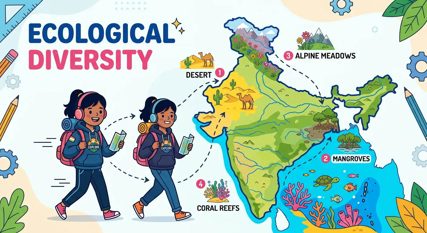 Map or visual showing diverse Indian ecosystems.