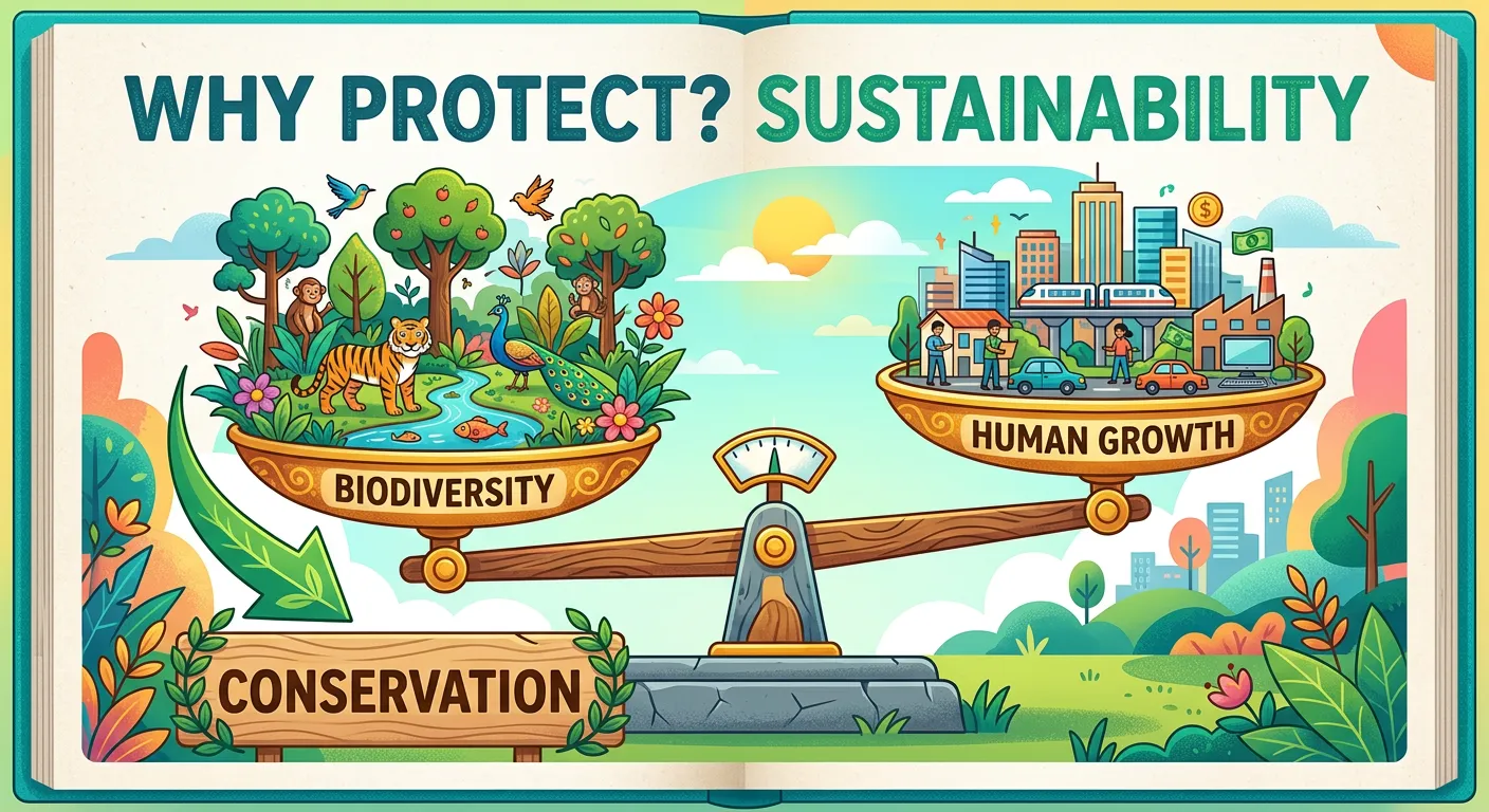 Concept of ecosystem services supporting human life.