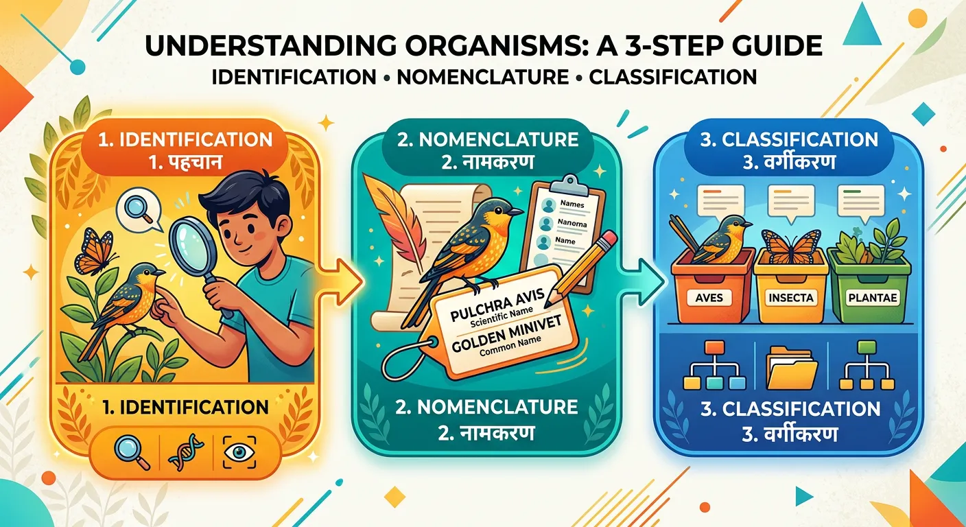 A flowchart showing Characterization, Identification, Nomenclature, and Classification.