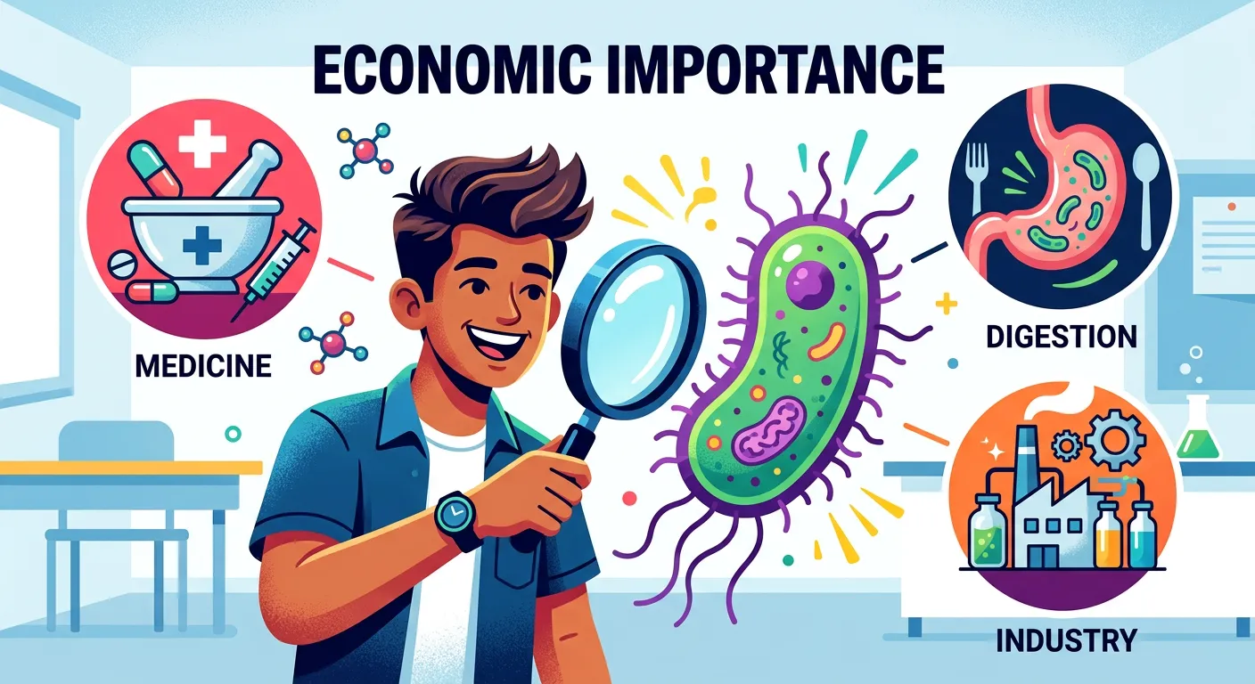 Collage of beneficial bacteria (curd, nodules) and harmful bacteria (diseases).