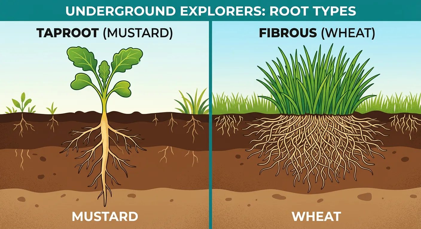 Comparison of Taproot and Fibrous root systems