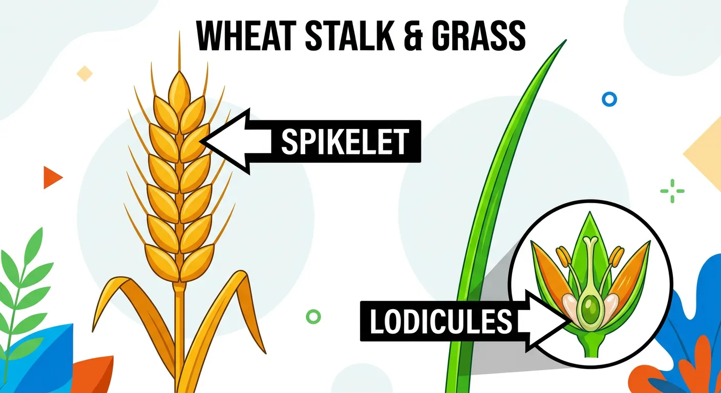 Close-up of wheat spikelets showing the arrangement.