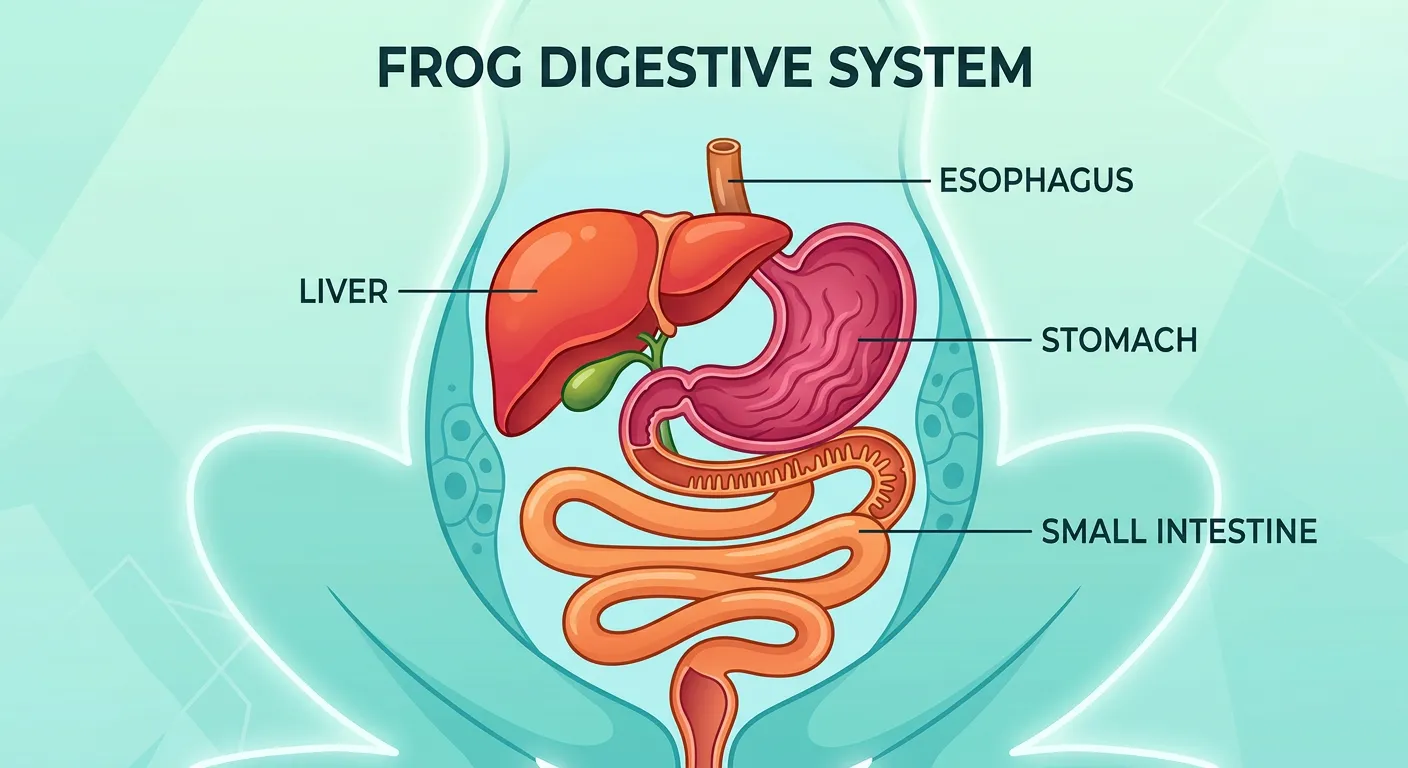 Digestive system of a frog showing liver, stomach, and cloaca