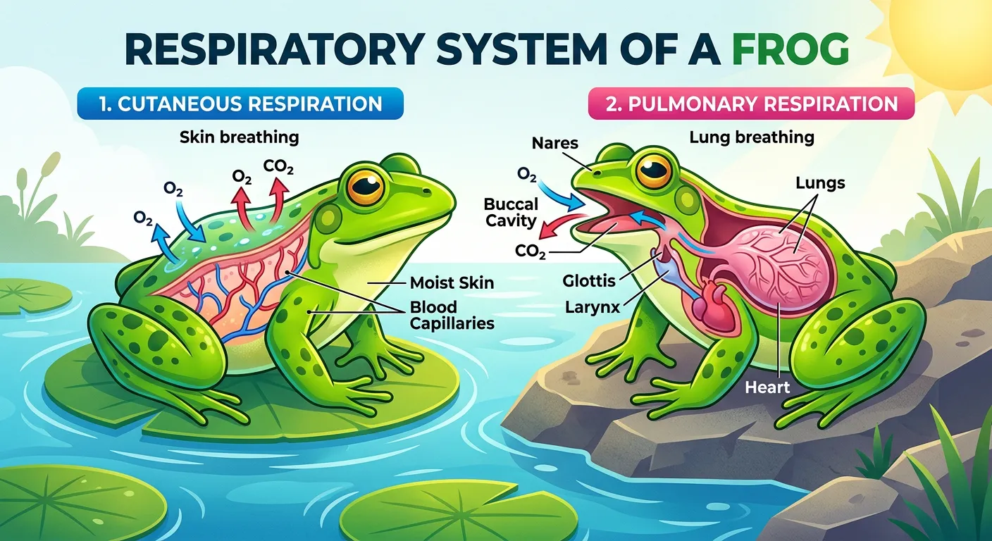 Comparison of lung and skin respiration in frogs