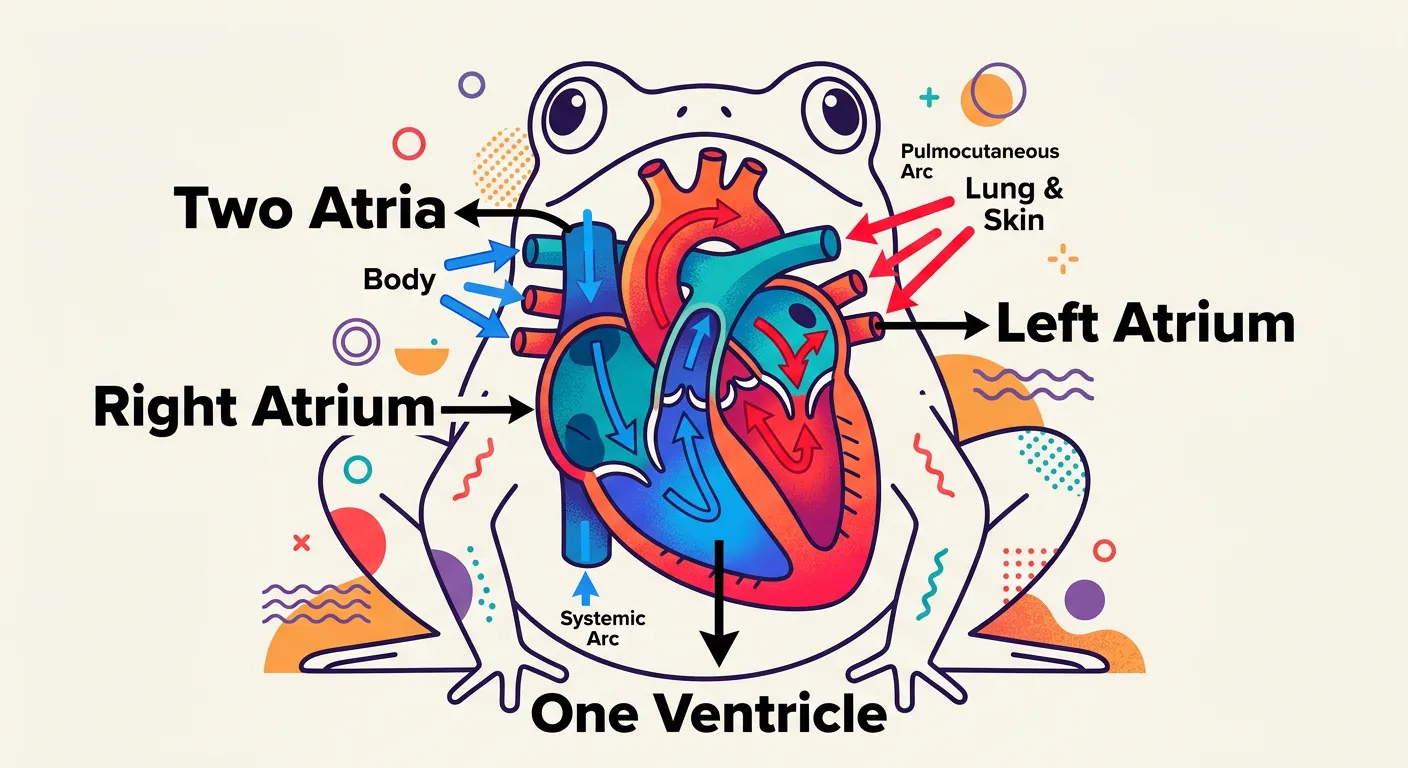 Heart anatomy and circulatory pathways in frogs