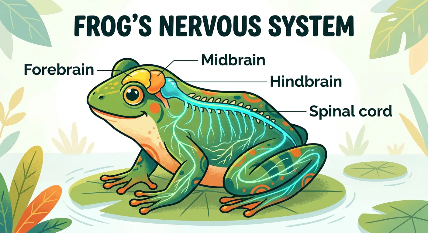 The nervous system and brain structure of a frog