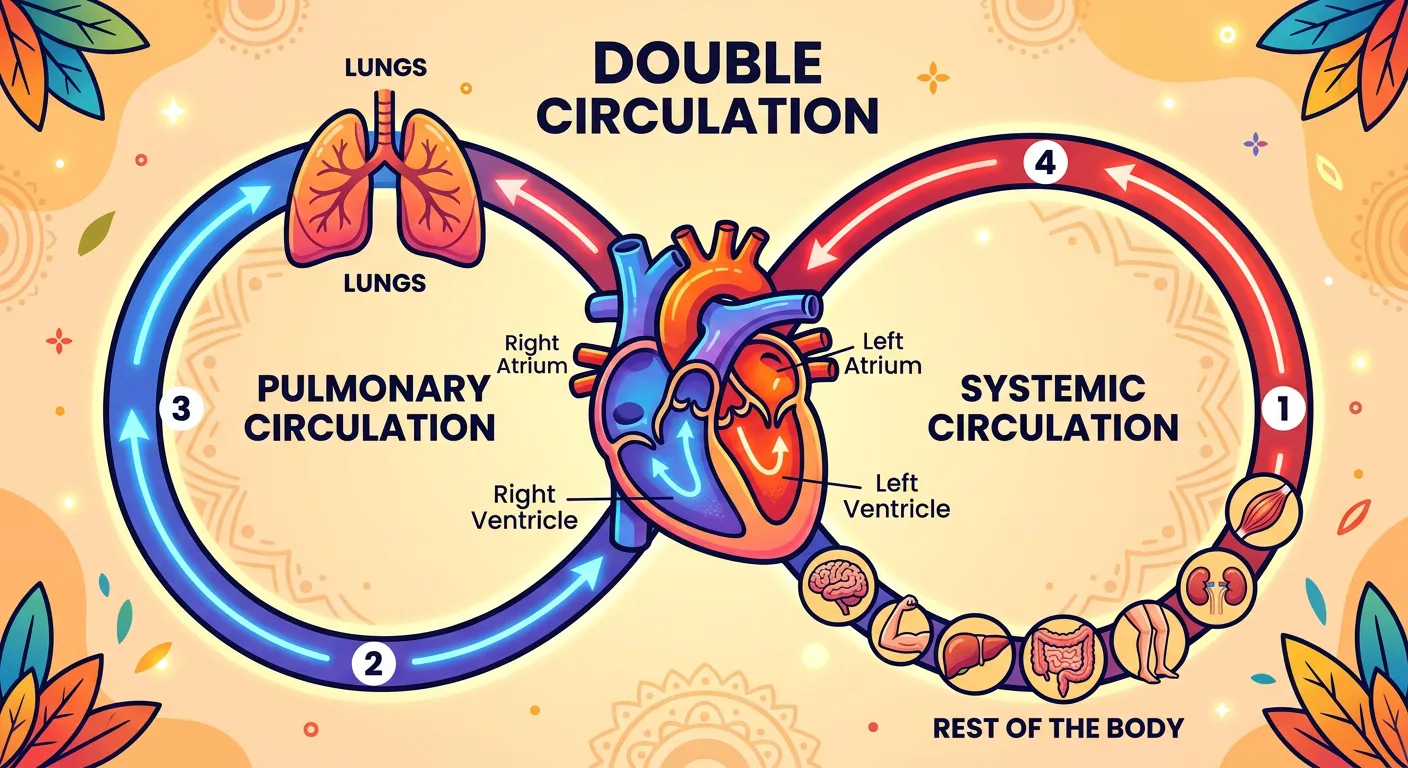 Diagram illustrating the pulmonary and systemic circulation loops.