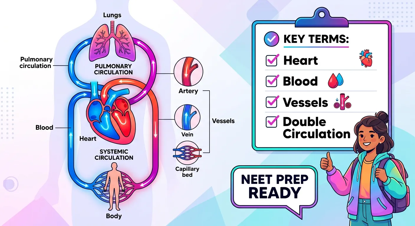 A summary flowchart of the blood flow path through the heart and body.