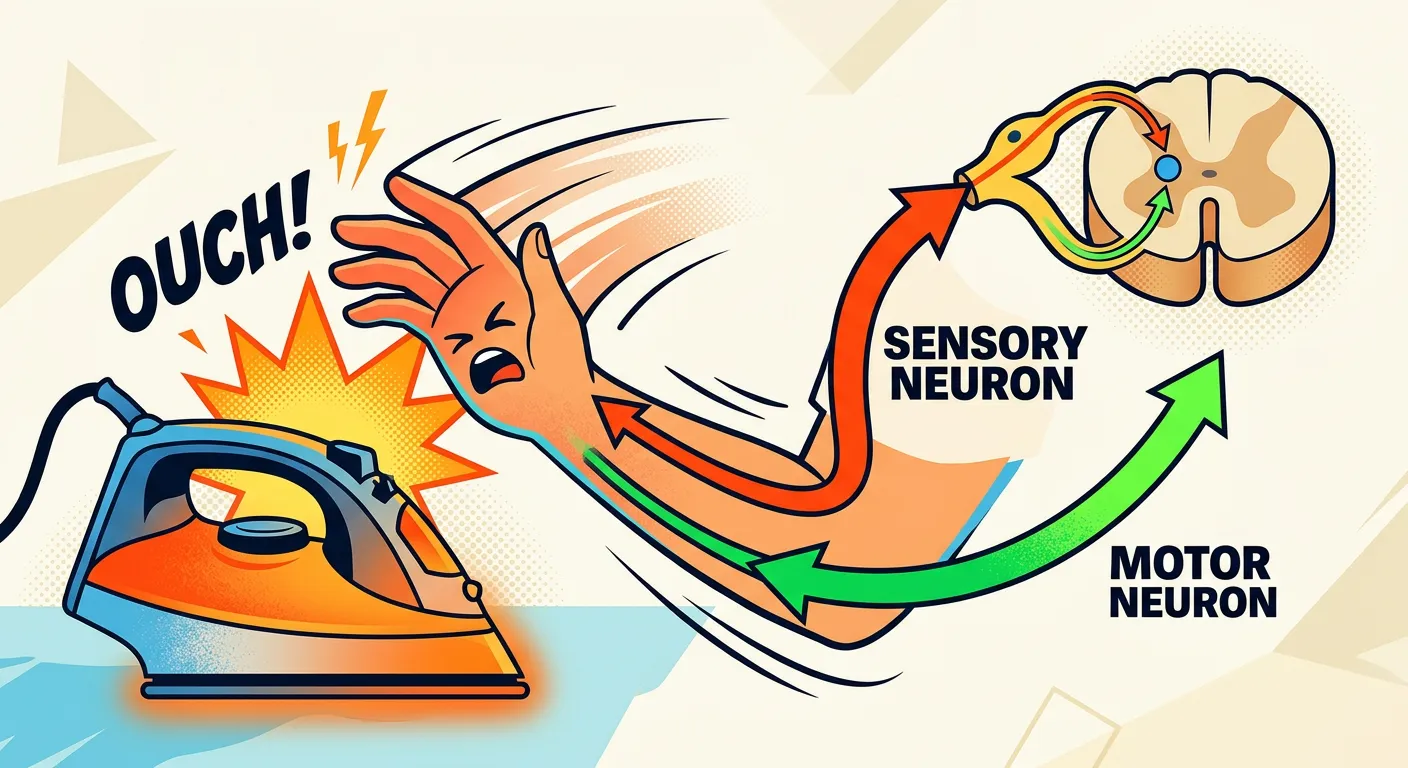 Diagram illustrating the path of a reflex arc.