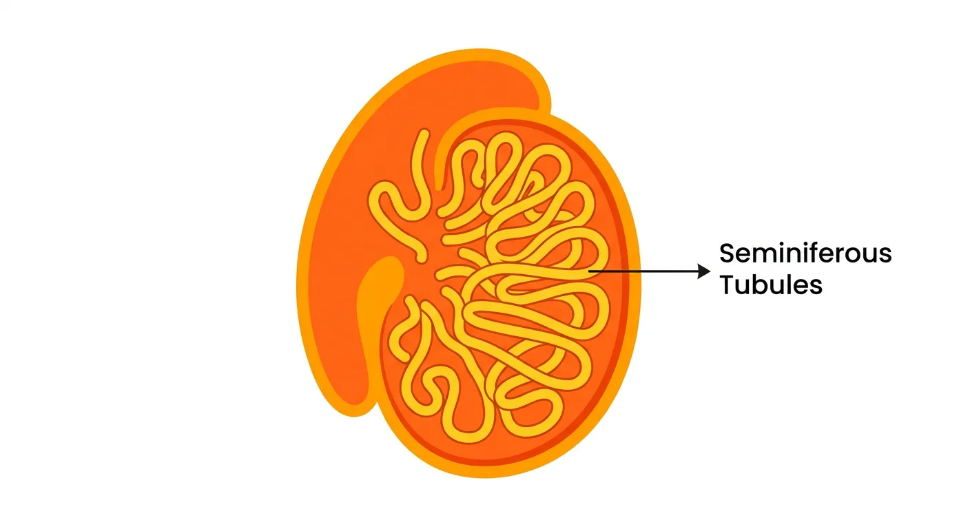 Microscopic view of seminiferous tubules and interstitial cells
