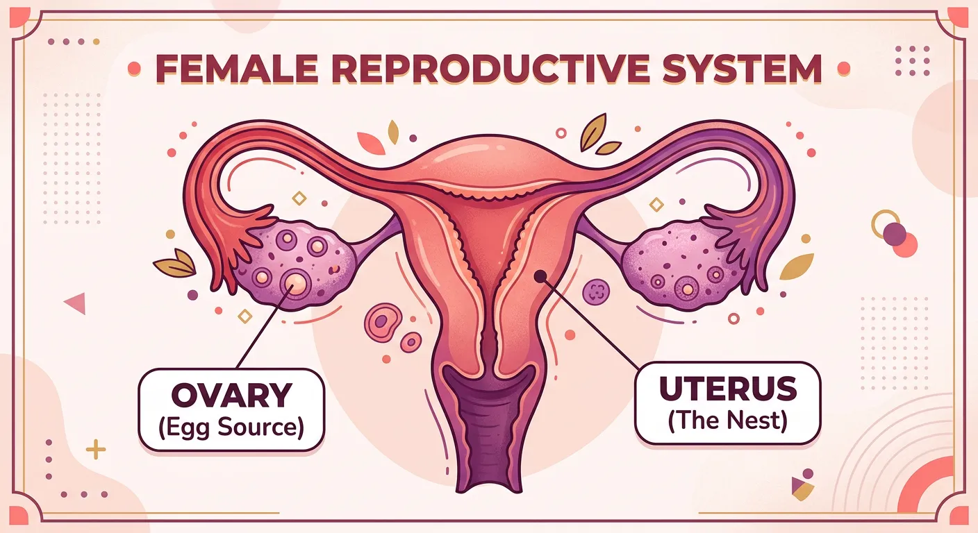 Anatomy of the female reproductive system including ovaries and uterus