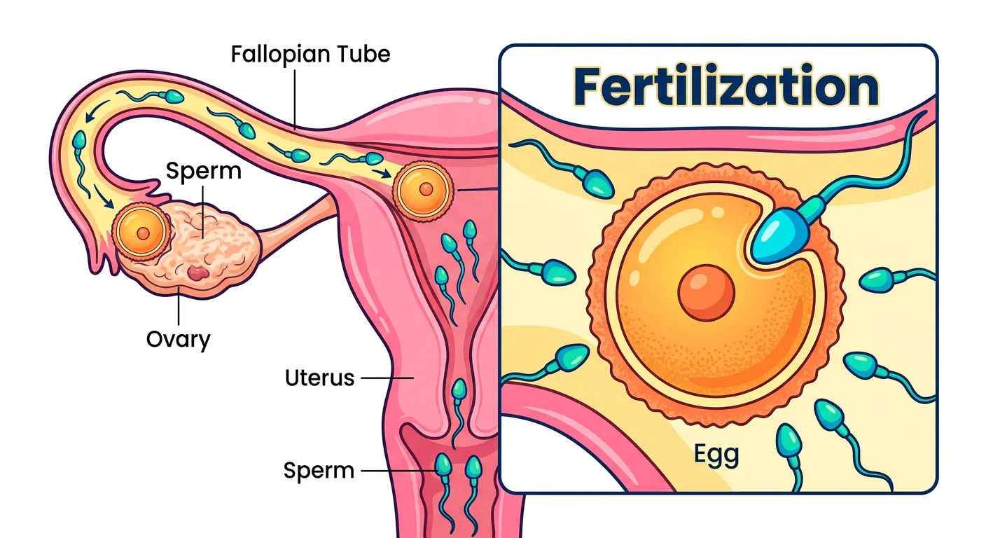 Microscopic view of sperm fertilizing an ovum