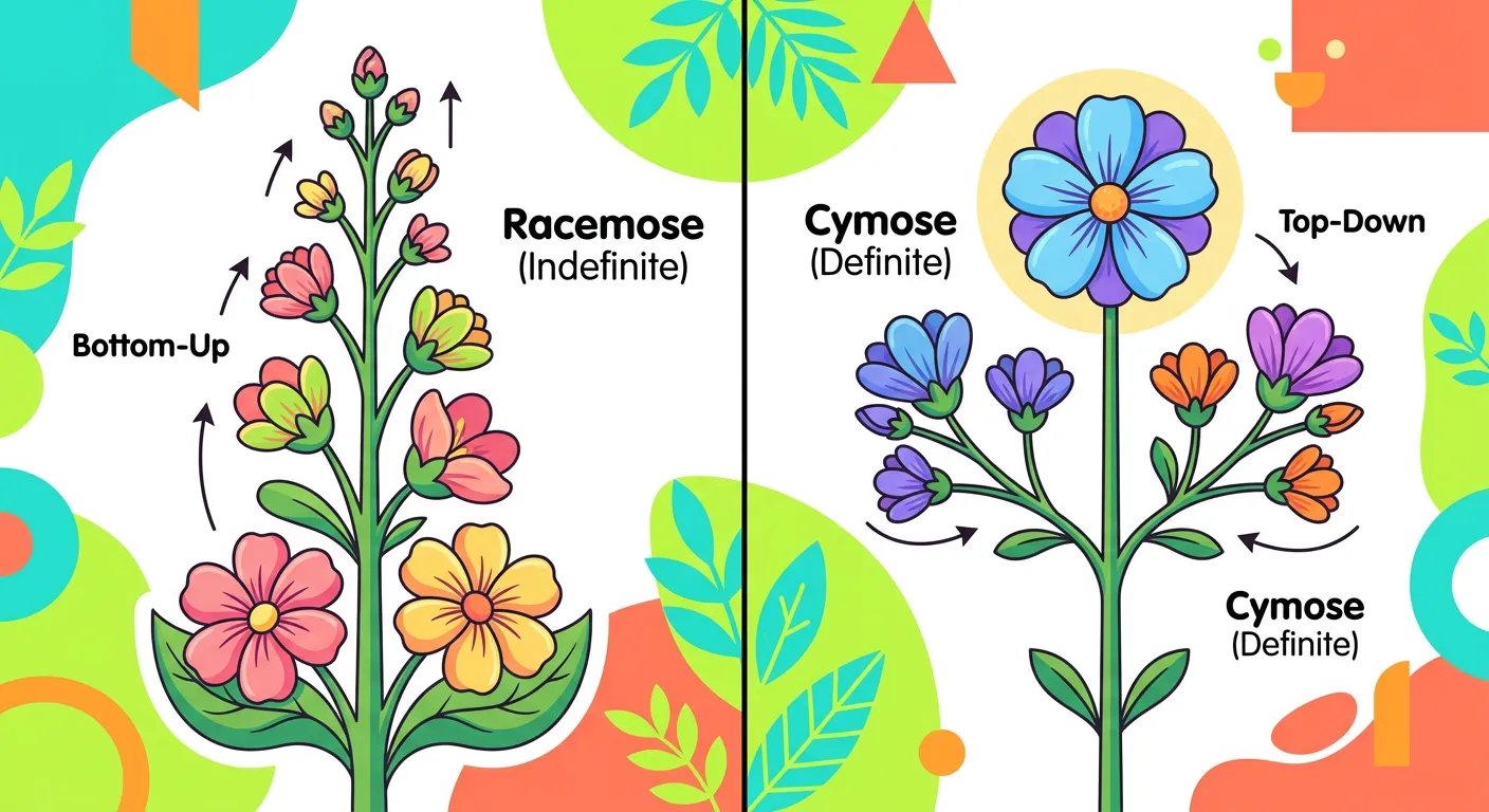 Comparison table between Racemose and Cymose