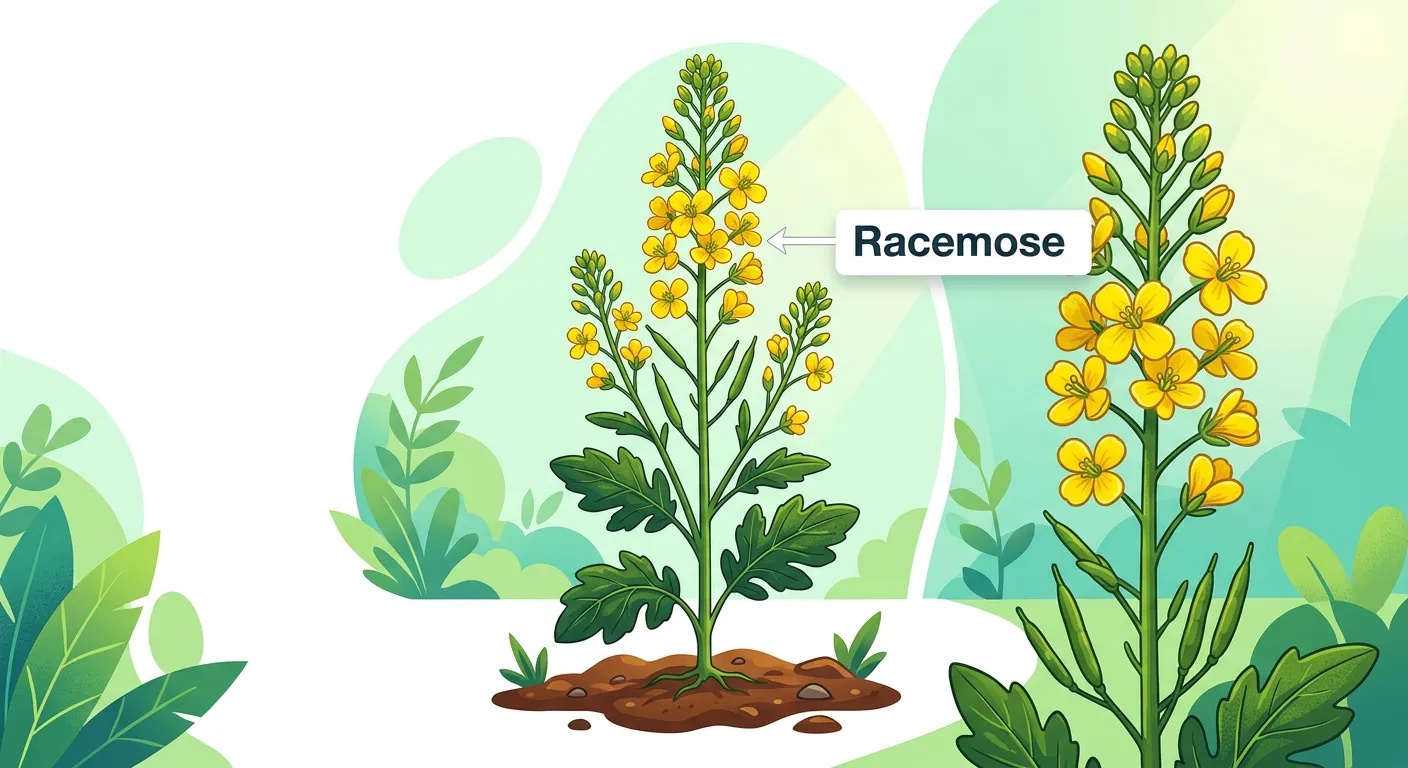 Mustard plant showing racemose inflorescence