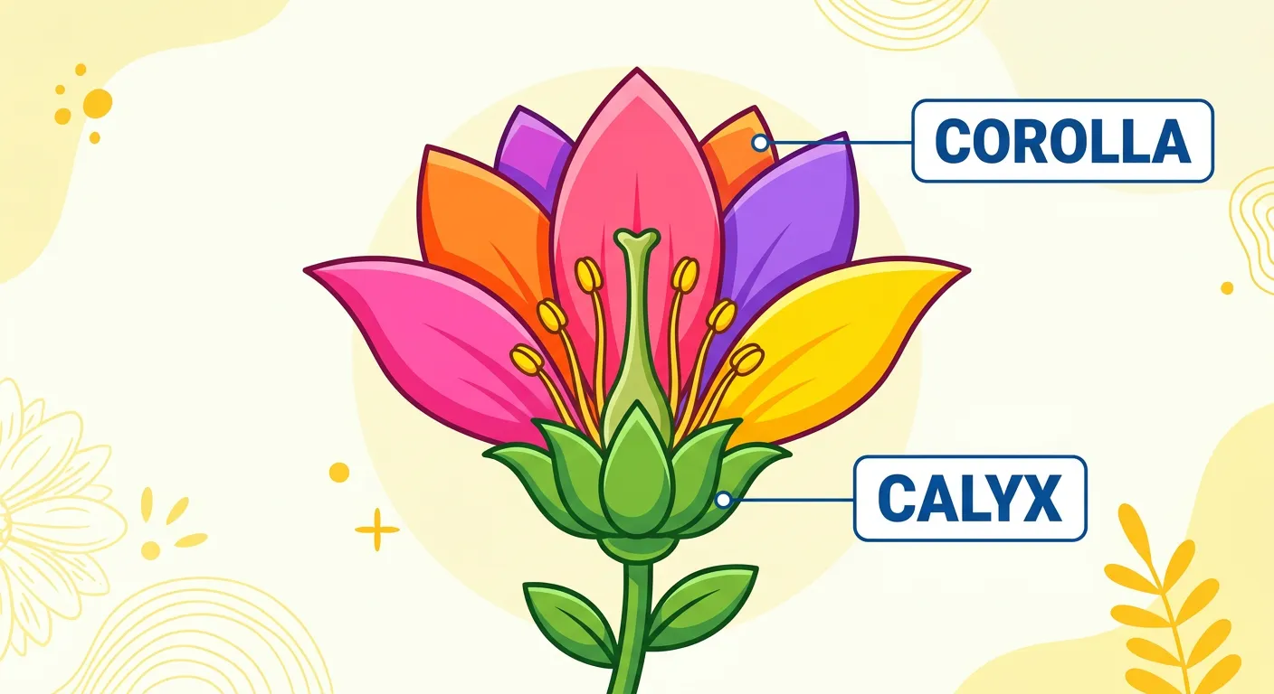 Illustration of Calyx and Corolla with different aestivation patterns.