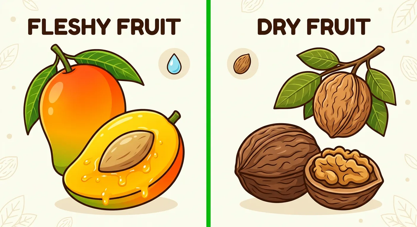 Comparison of fleshy mango and dry pea pod
