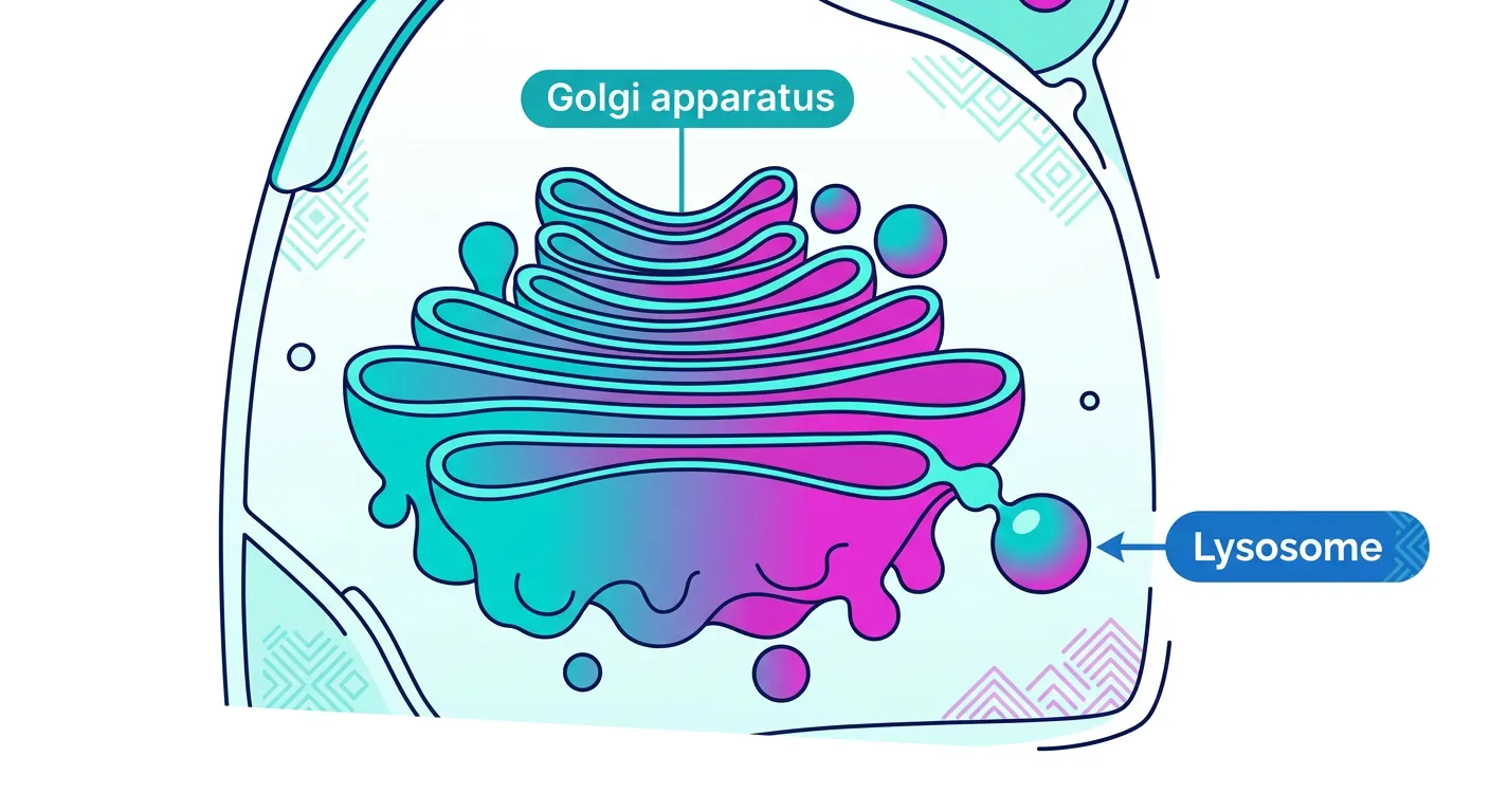 Diagram showing the formation of lysosomes from the Golgi complex.