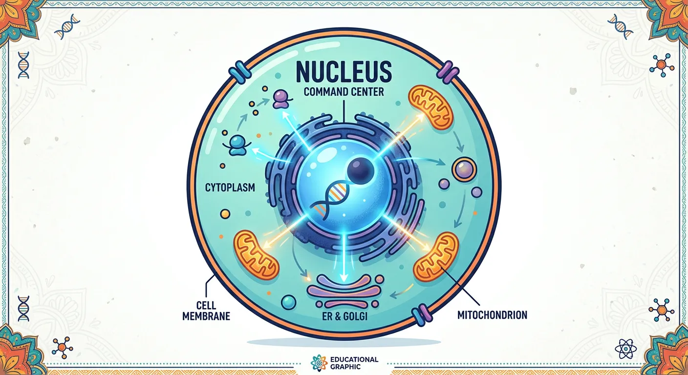 Cross-section of a cell nucleus showing the nucleolus and chromatin
