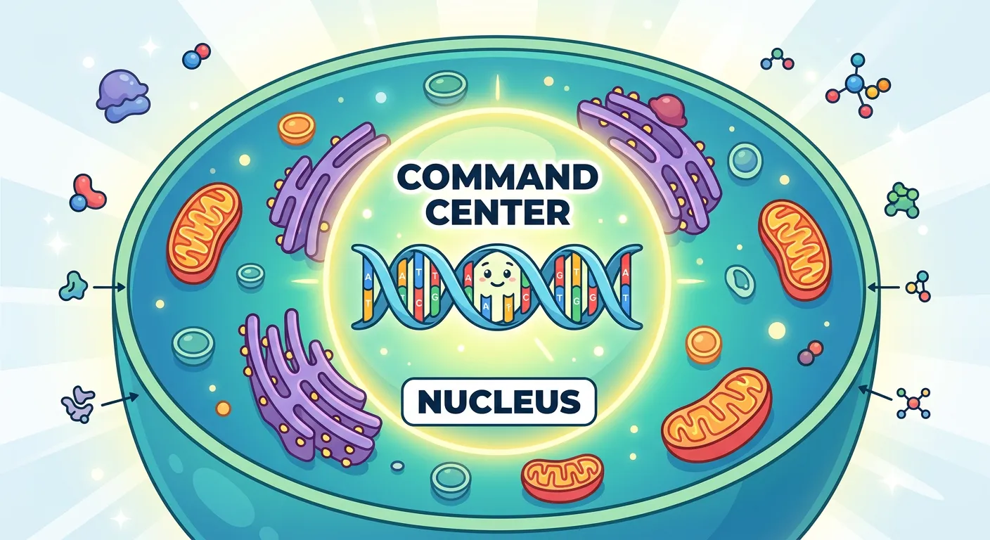 Internal structure of the cell nucleus showing nucleolus and chromatin