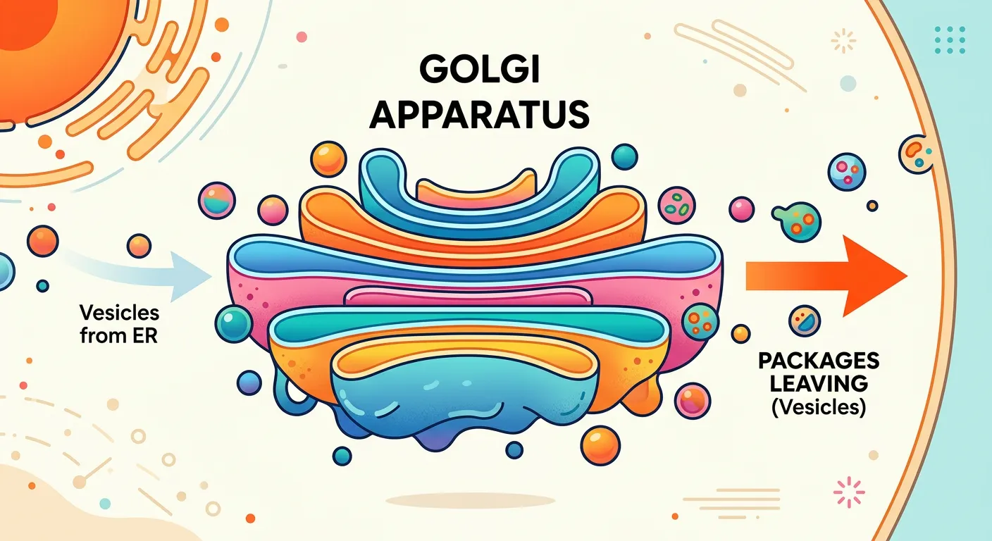 Golgi apparatus showing cis and trans faces and vesicle budding