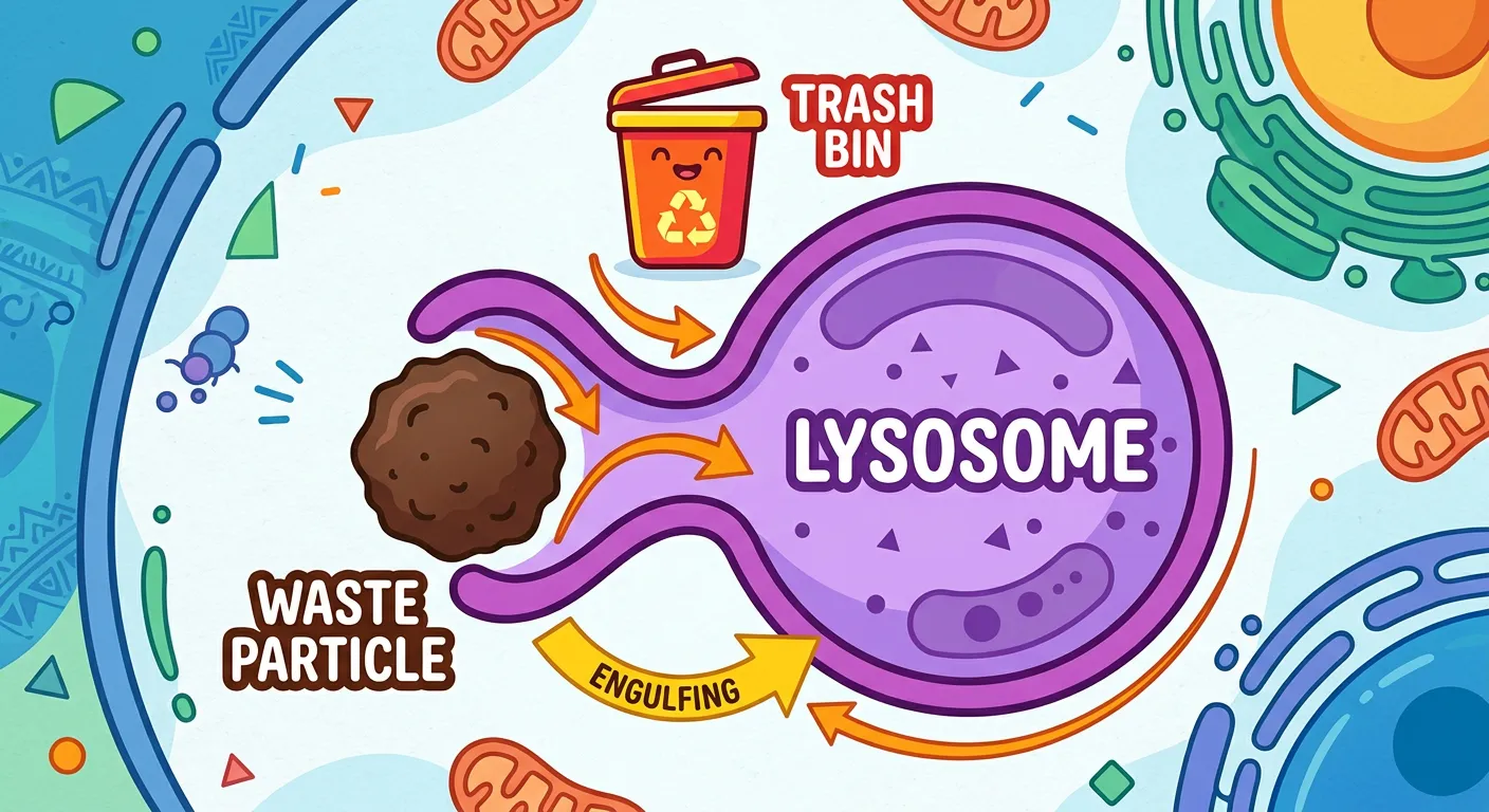 Lysosome containing hydrolytic enzymes and a proton pump