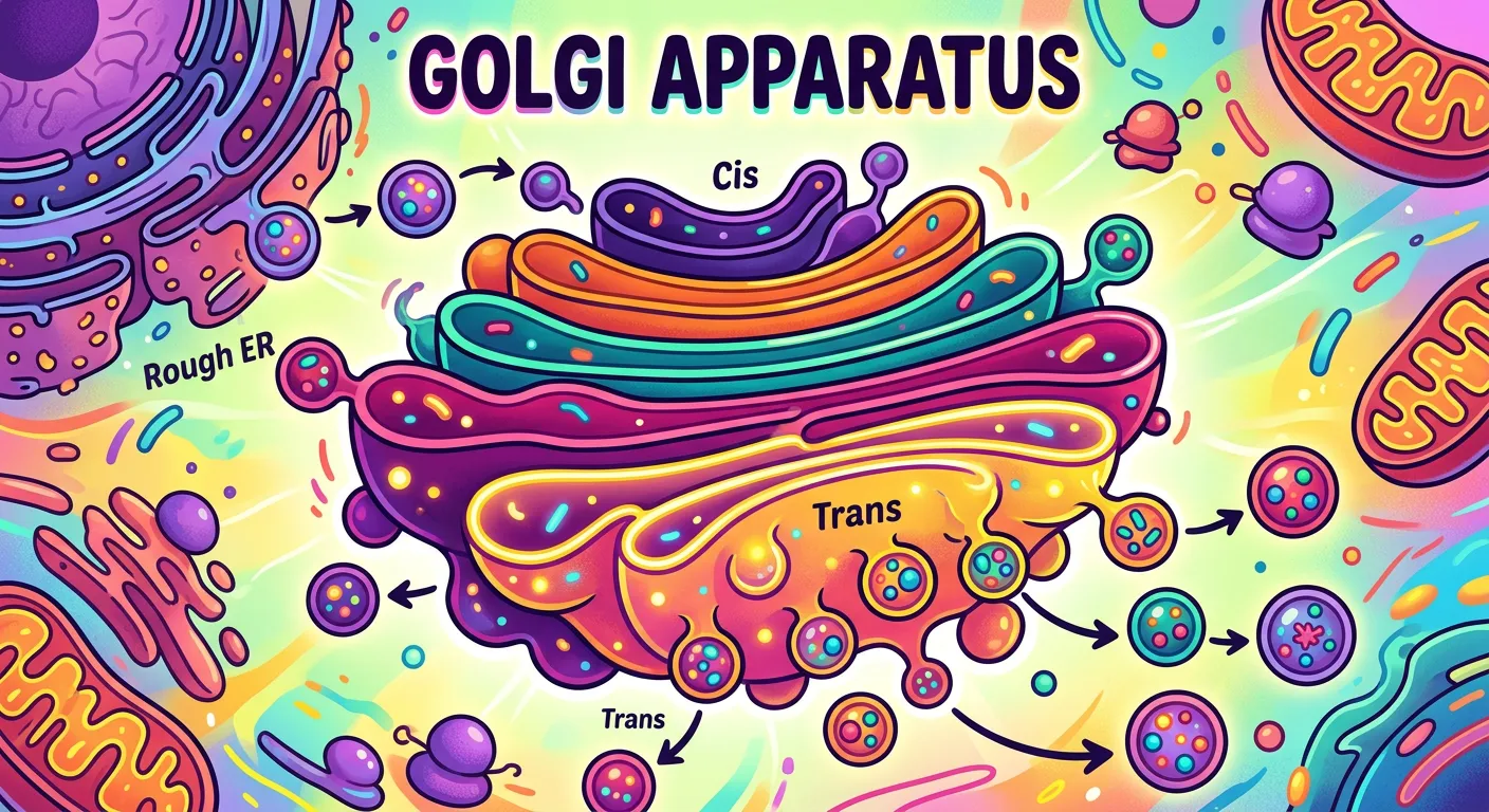 Diagram of Golgi apparatus showing cis and trans faces