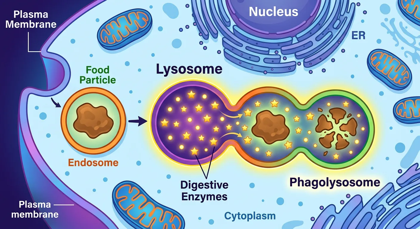Illustration of a lysosome containing digestive enzymes