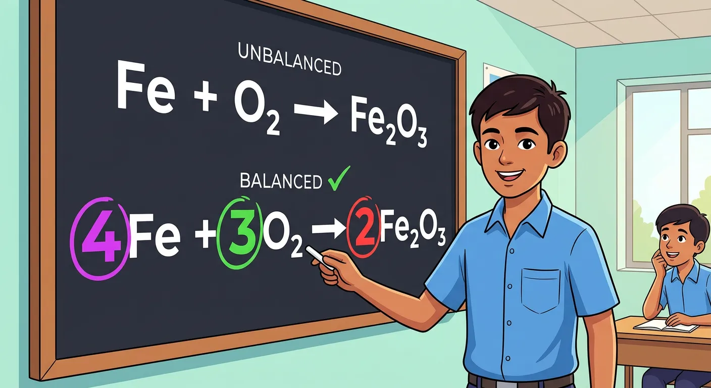Distinction between coefficients and subscripts in balancing chemical equations.