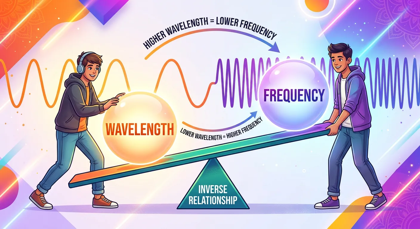 Graph showing the inverse curve between wavelength and frequency.