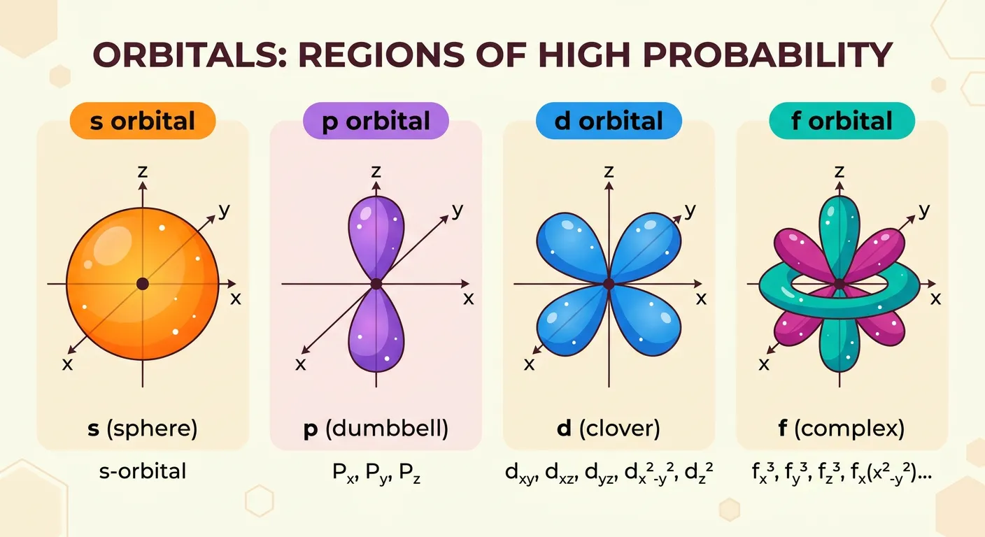 Shapes of s, p, and d orbitals