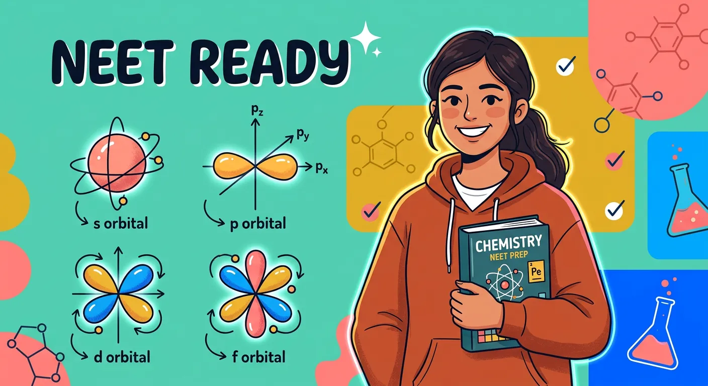 Conceptual summary showing orbitals connecting to molecular shapes.