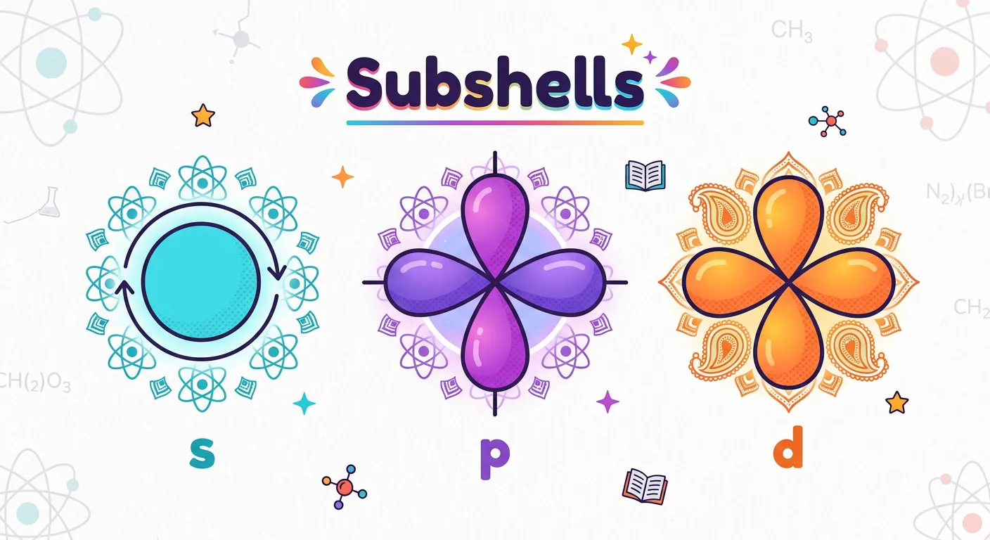 Visual representation of s, p, d, and f orbital shapes.