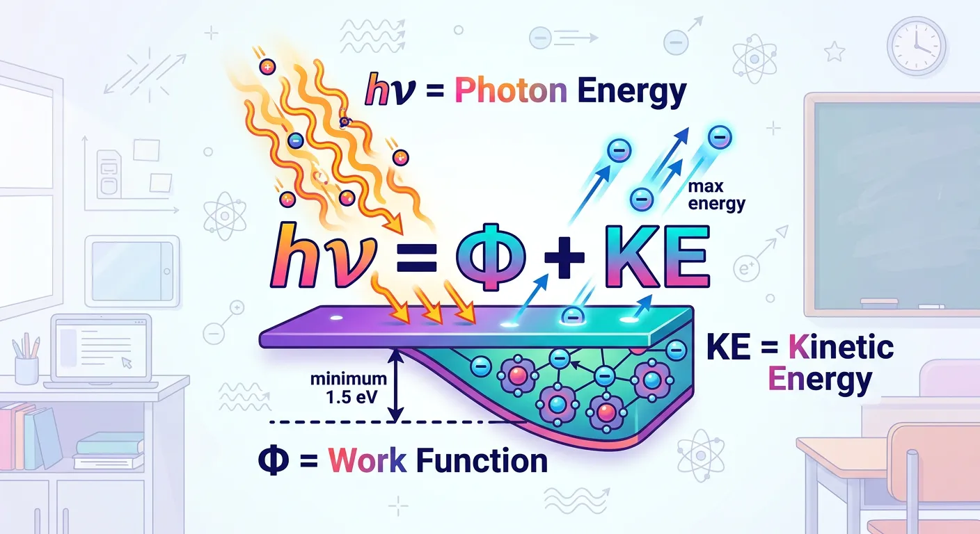 Mathematical breakdown of Einstein’s equation hf = Phi + KE.